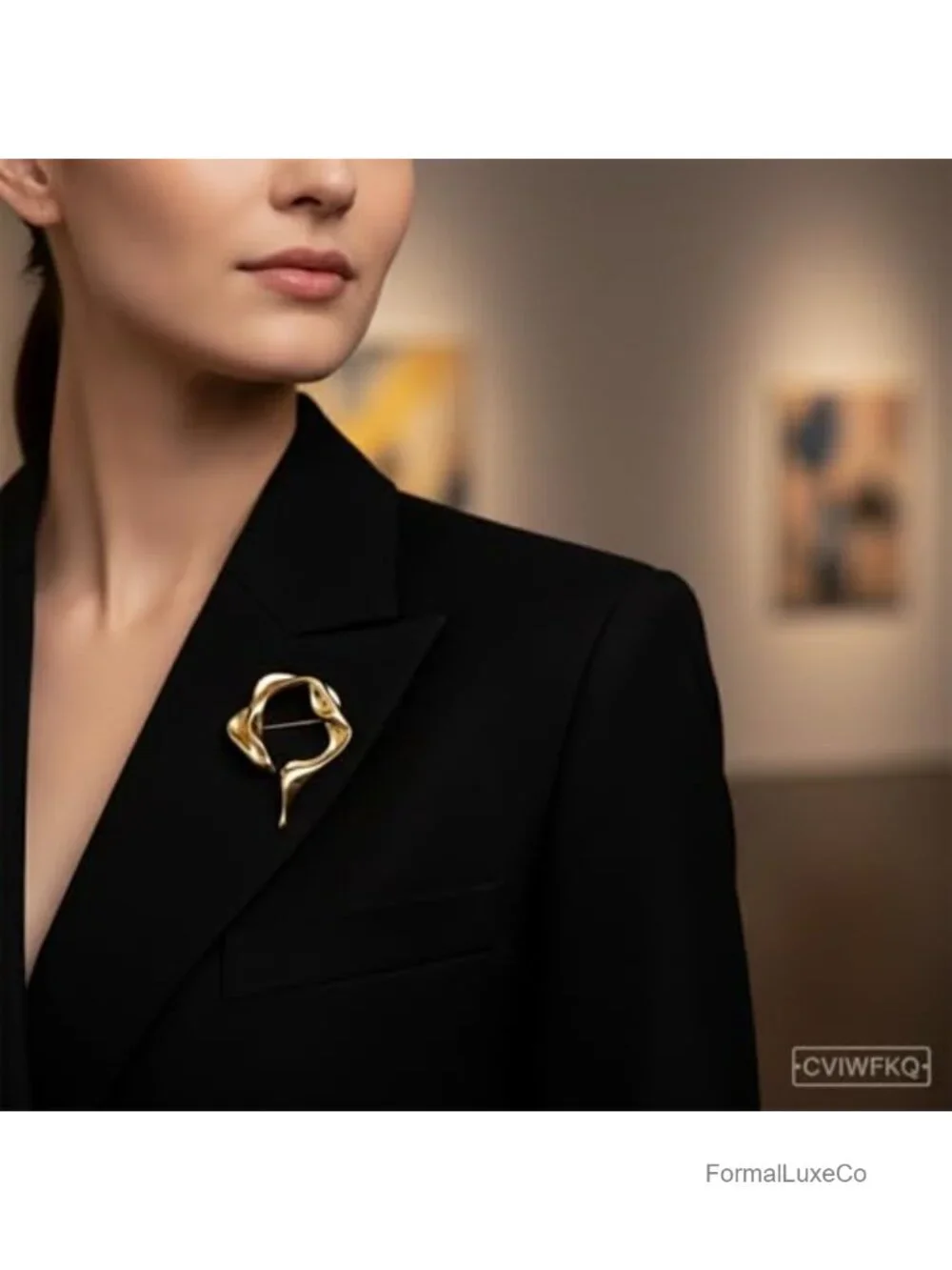 Gold Tone Geometric Brooch Pin Set for Women Vintage Art Deco Lapel Pin